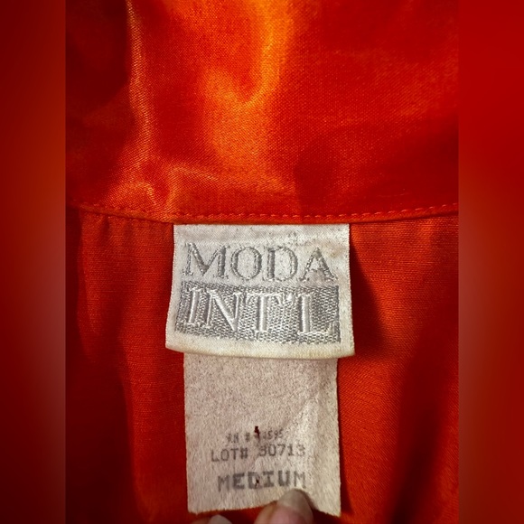 MODA INTERNATIONAL WOMEN ORANGE SLEEVELESS SHIRT SIZE M - Picture 6 of 7